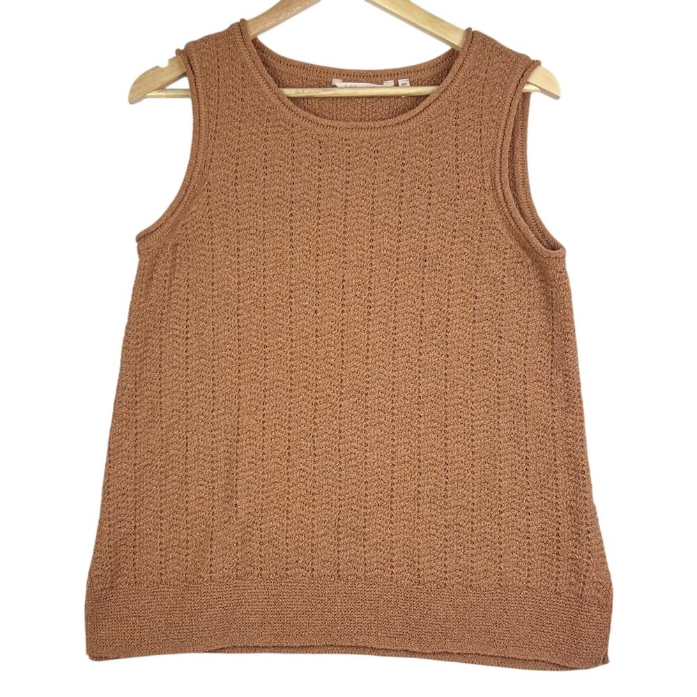 Soft Surroundings Tobacco Brown Coastal Women's Sleeveless Sweater Knit Top MP